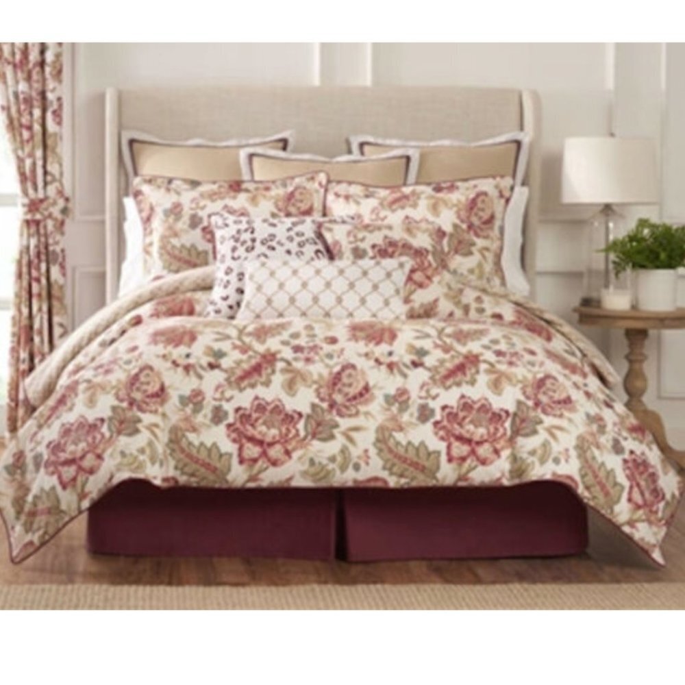 NWT NEW ROSE TREE EURO Sham Emory Tan Red Diamond Rayon Polyester MSRP: $79